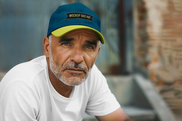 Portrait of dad wearing hat mockup