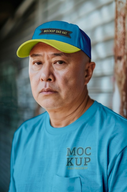 Portrait of dad wearing hat mockup