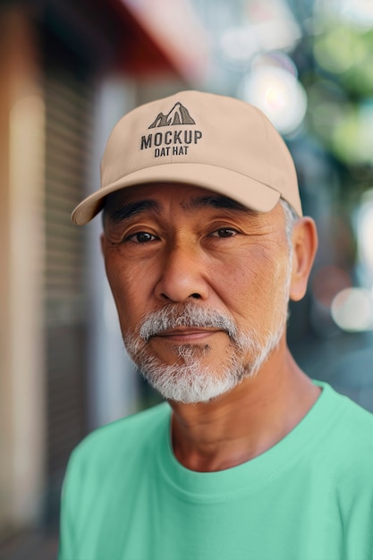 Portrait of dad wearing hat mockup