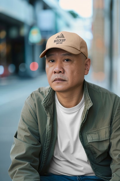 Portrait of dad wearing hat mockup