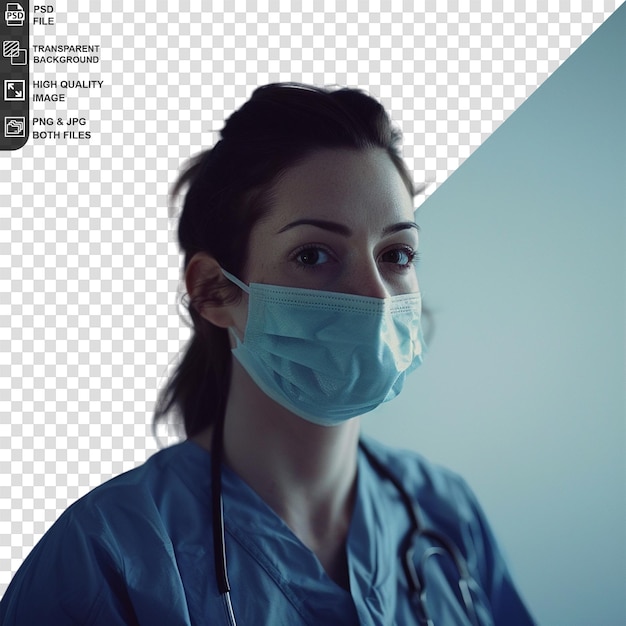 PSD portrait of doctor woman on white isolated background