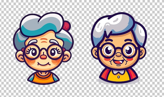 PSD portrait of an elderly couple in colorful outfits on a transparent png background