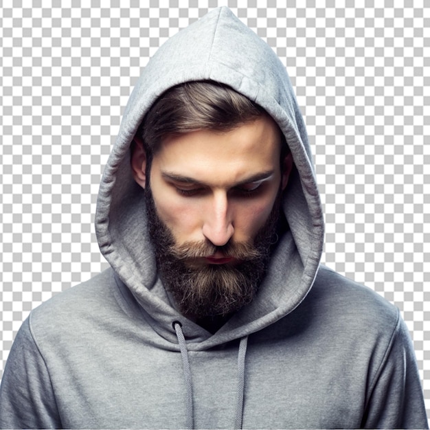 PSD portrait of handsome man in white hoodie