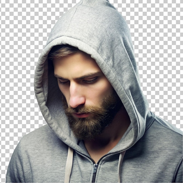 PSD portrait of handsome man in white hoodie