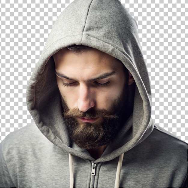 PSD portrait of handsome man in white hoodie