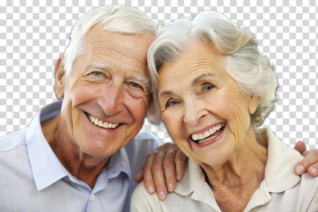 PSD portrait of happy elderly couple smiling together png