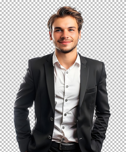 Portrait of happy smiling young businessman isolated isolated on transparent background