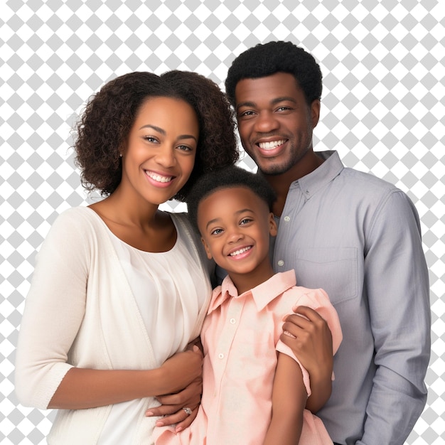 Portrait of a happy young family Isolated on transparent background PSD file format