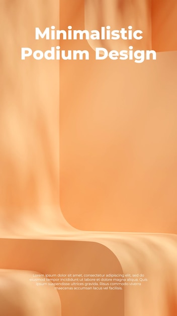 Portrait layout of curved floor abstract area 3d rendering template mockup light orange empty space