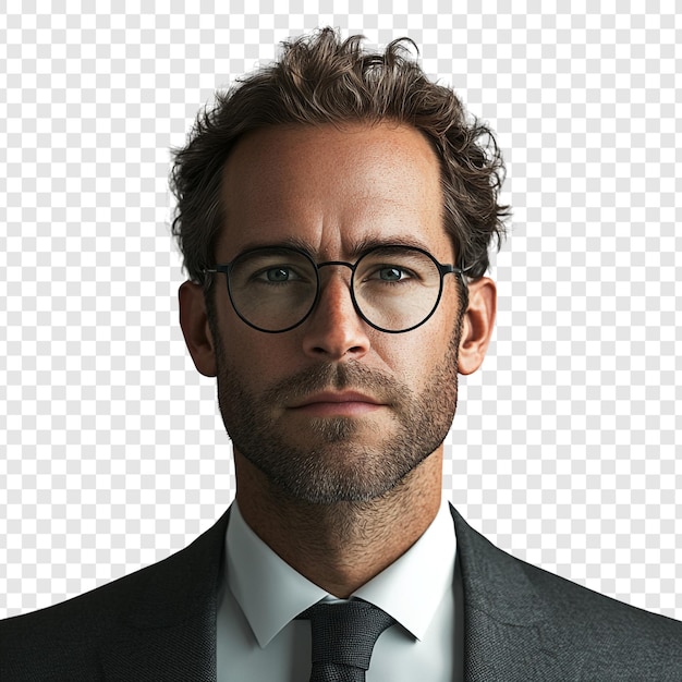 PSD portrait of a man in a suit and glasses