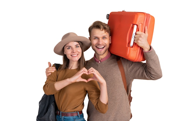 PSD portrait of man and woman ready for a voyage trip