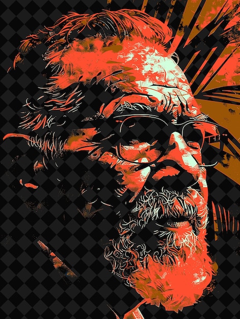 PSD a portrait of an old man with a beard and glasses