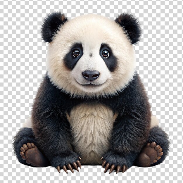 PSD portrait of panda isolated on transparent background