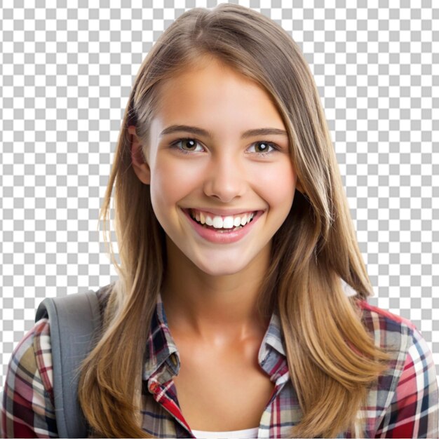 PSD portrait pretty toothy young student transparent background