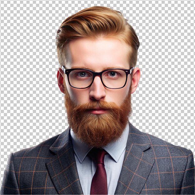 portrait of redhead bearded male in eyeglasses png