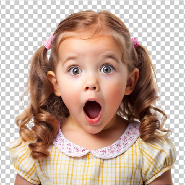 Portrait shocked kid girl Isolated on white background