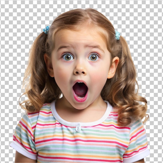 Portrait shocked kid girl Isolated on white background