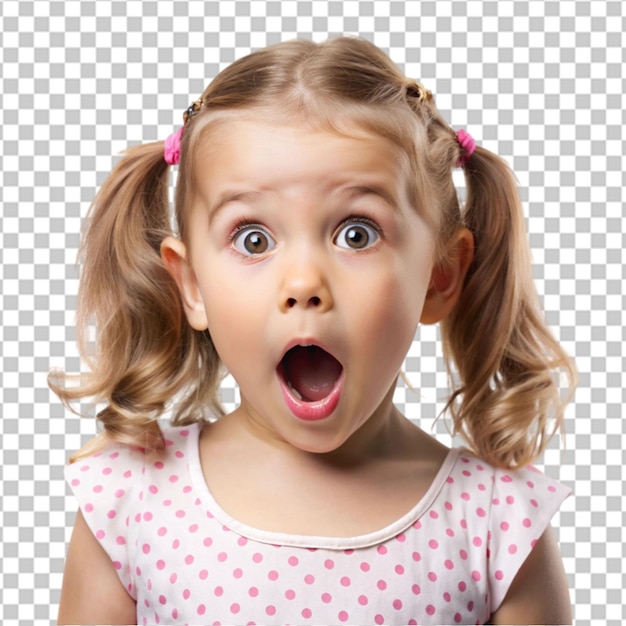 Portrait shocked kid girl Isolated on white background