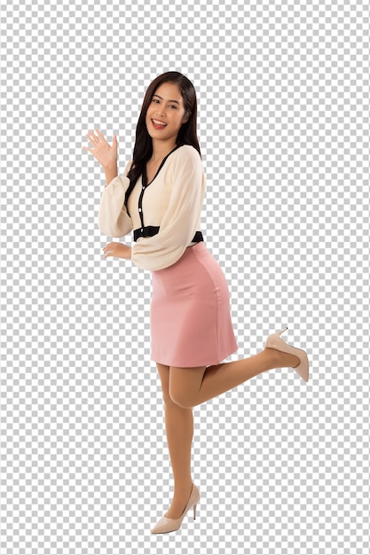 Portrait of a smiling asian woman standing Psd file