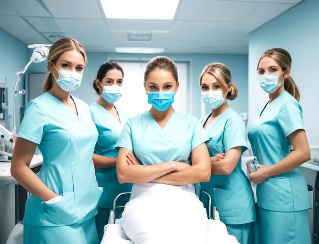 Portrait of smiling diverse surgeons wearing scrubs in operating theatre