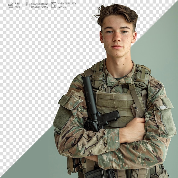 Portrait of a soldier isolated on transparent or white background png