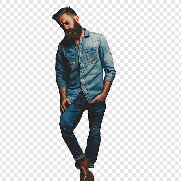 PSD portrait of a stylish man in denim