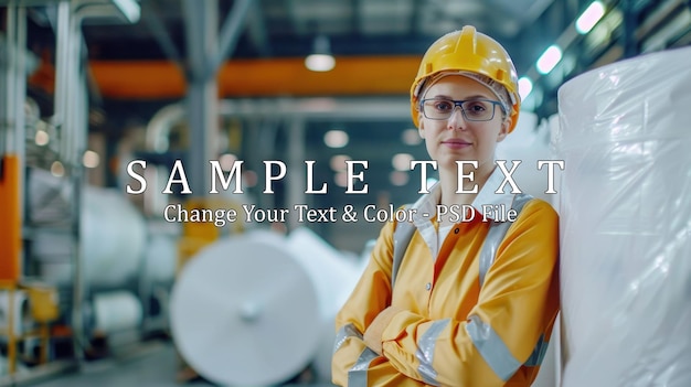 PSD portrait of a woman industrial worker