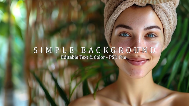 PSD portrait of young beautiful woman in spa environment