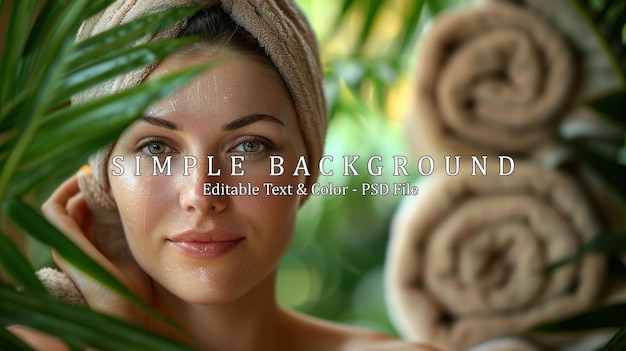 PSD portrait of young beautiful woman in spa environment