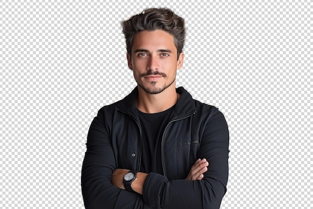 PSD portrait of young businessman isolated on transparent background