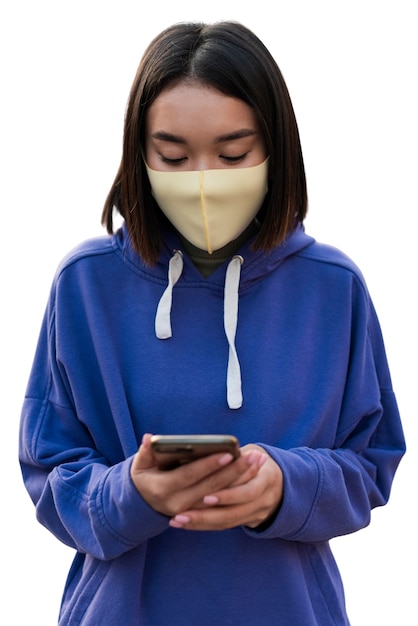 Portrait of young girl with face mask