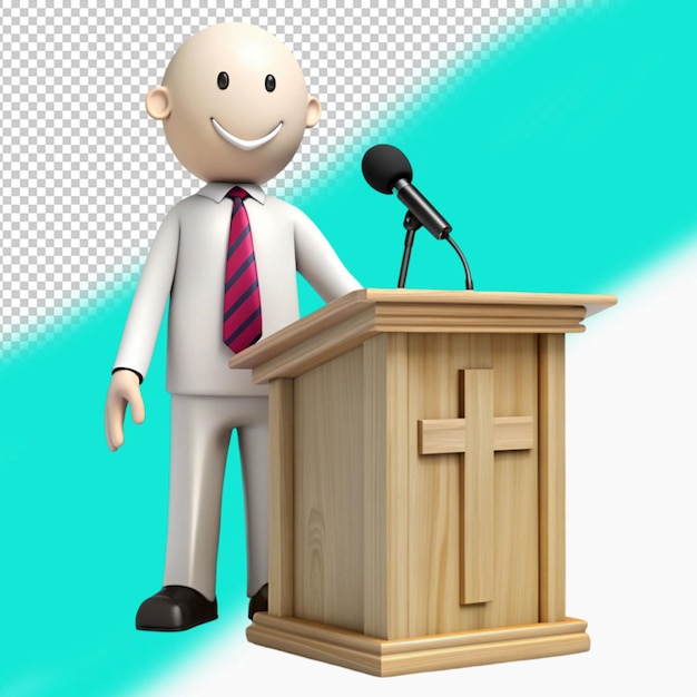 PSD portrait of a young man giving a speech at a conference