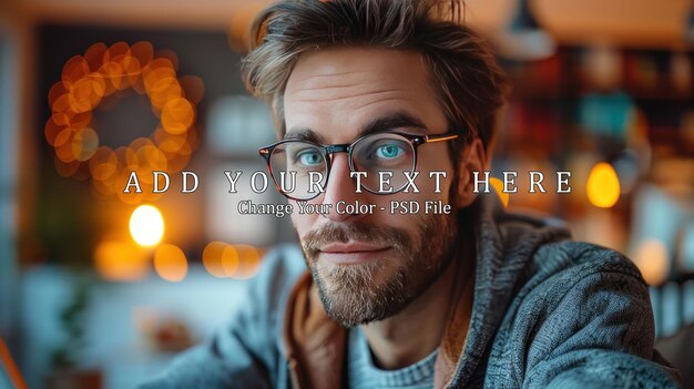 PSD portrait of a young man wearing glasses