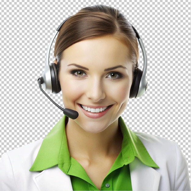 PSD portrait of a young woman customer service reprise transparent background