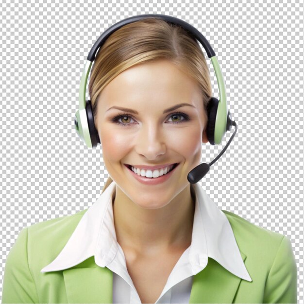 PSD portrait of a young woman customer service reprise transparent background