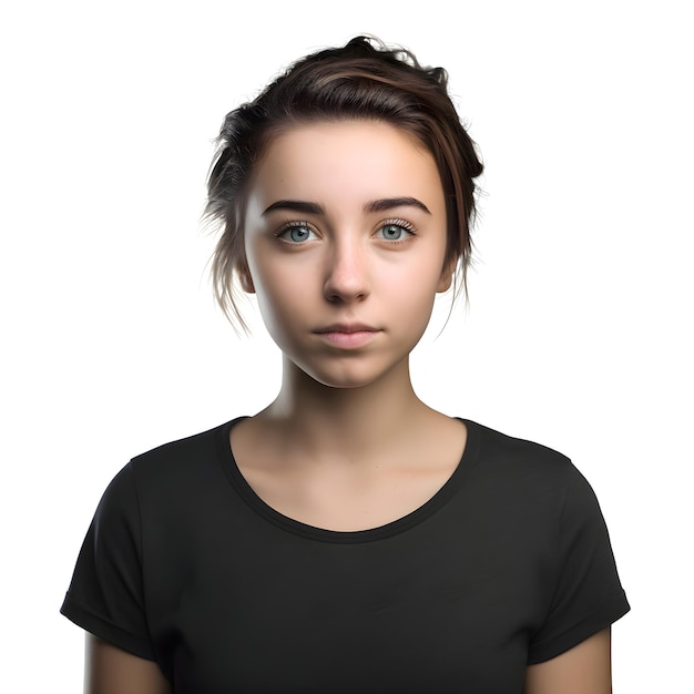 PSD portrait of a young woman isolated on a white background