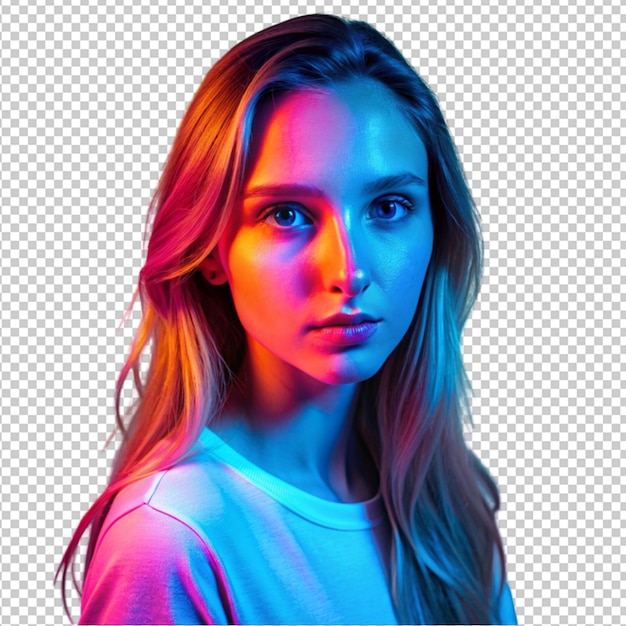 portrait of young woman in neon light