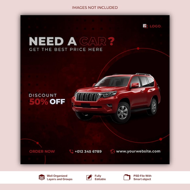 post car advertisement poster information banner post social media web post banner template psd