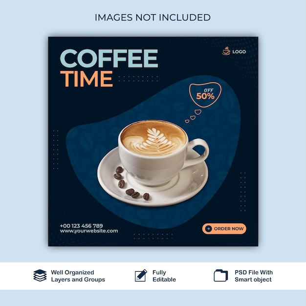 Post coffe agency social media web post banner template psd