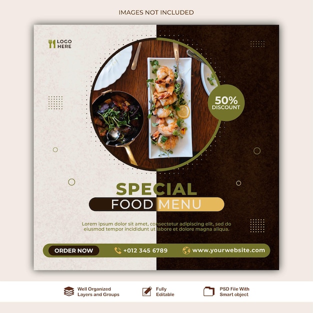 post delicious food menu and food sale menu social media food agency template psd