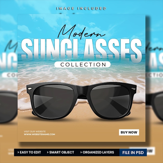 PSD a post for enjoy summer with sunglasses collection