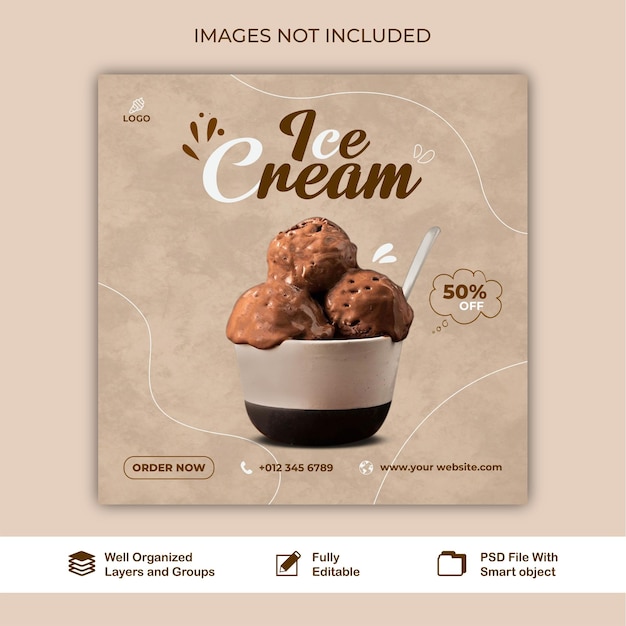 Post Ice Cream social media and web story banner post template PSD