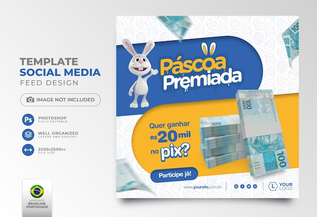 Post social media easter awarded in portuguese 3d render for marketing campaign in brazil