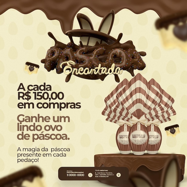 post social media easter deals in brazil in 3d render realistic discounts and promotions