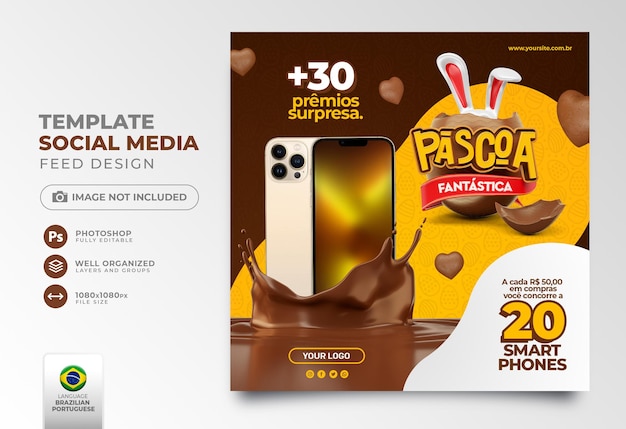 Post social media easter fantastic in Brazil in 3d render realistic discounts and promotions