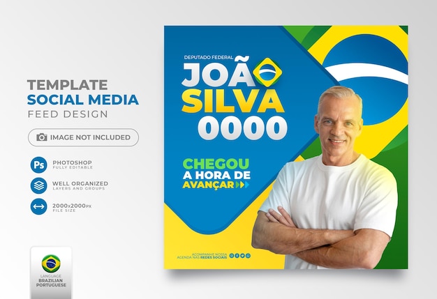 Post social media Electoral Campaign in Brazil for social media marketing campaign in Portuguese