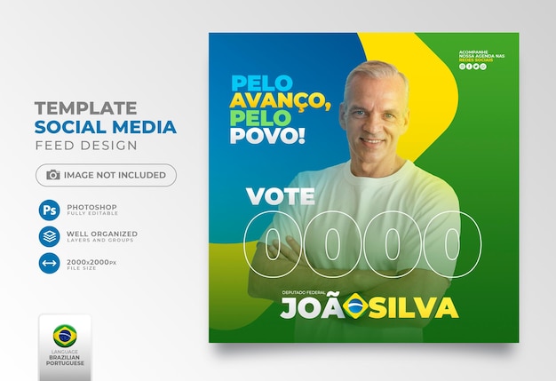 Post social media Electoral Campaign in Brazil for social media marketing campaign in Portuguese