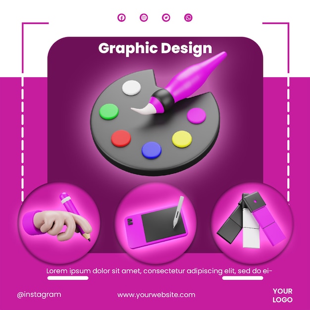 Post social media graphic design icon 3d render