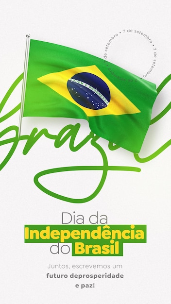 post social media independence day brazil in 3d render portuguese