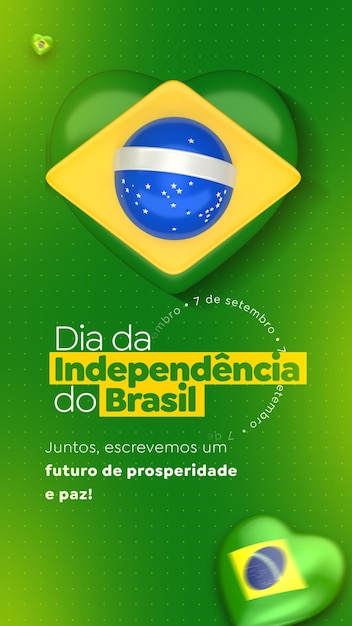 post social media independence day brazil in 3d render portuguese